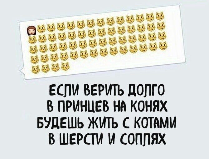 Если верить долго в принцев на конях, будешь жить с котами в шерсти и соплях.