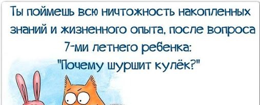 Ты поймешь всю ничтожность накопленных знаний и жизненного опыта после вопроса 7 ми летнего ребенка ГЬчему шуршит купёк