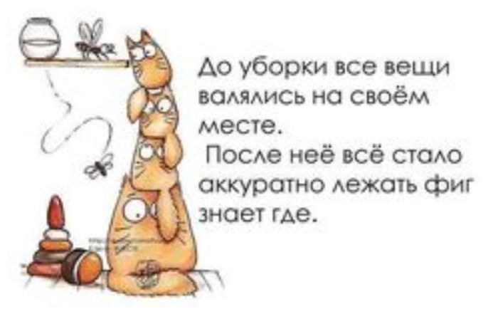 Ао уборки все вещи садядись на своём месте Посе неё всё стаю аккуратно Аежать фиг знает где