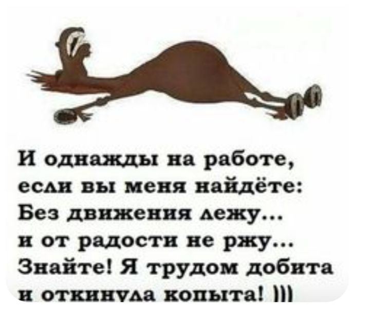 и однажды на работе сш вы меня найдёте Без движения цену и от радости не ржу Знайте Я трудом добвта и отлита копыта