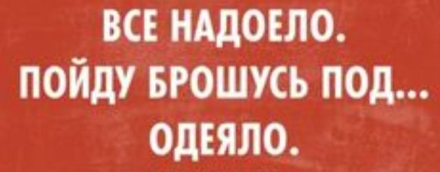 все НАДОЕЛО пойду вгошусь под одеяло