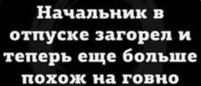 Начальник в отпуске авторе и теперь еще больше похож на говно