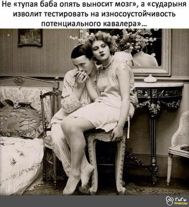 Не тупая баба опять выносит мозг а сударыня извопит тестировать на износоустойчивость потенциального кавалера