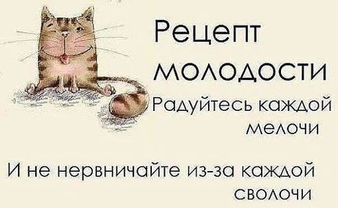 Рецепт моиходости Радуйтесь каждой меАочи И не нервничойте иззо каждой СВООЧИ