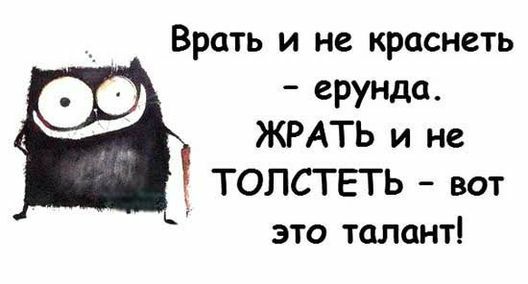 Врать и не краснеть ерунда ЖРАТЬ и не ТОЛСТЕТЬ вот это талант