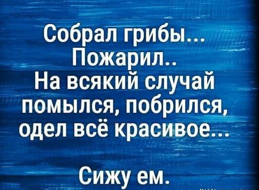 СобраПТбибы Пожарил Навсякийслучай помылся побрился оделвсекрасивое Сижуем