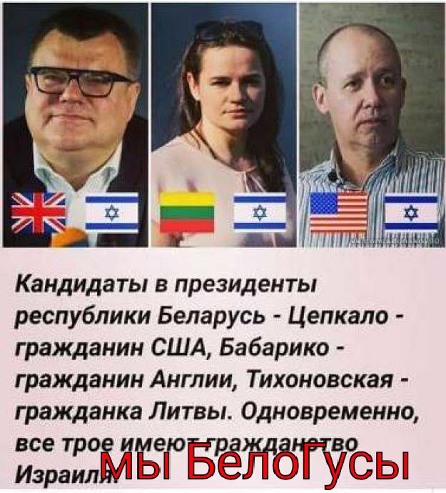 Кандидаты в президенты республики Беларусь Цепкало гражданин США Бабарико гражданин Англии Тихоновская гражданка Литвы Одновременно ЗЁЁЩЁЛЁГБЁЖ Ы