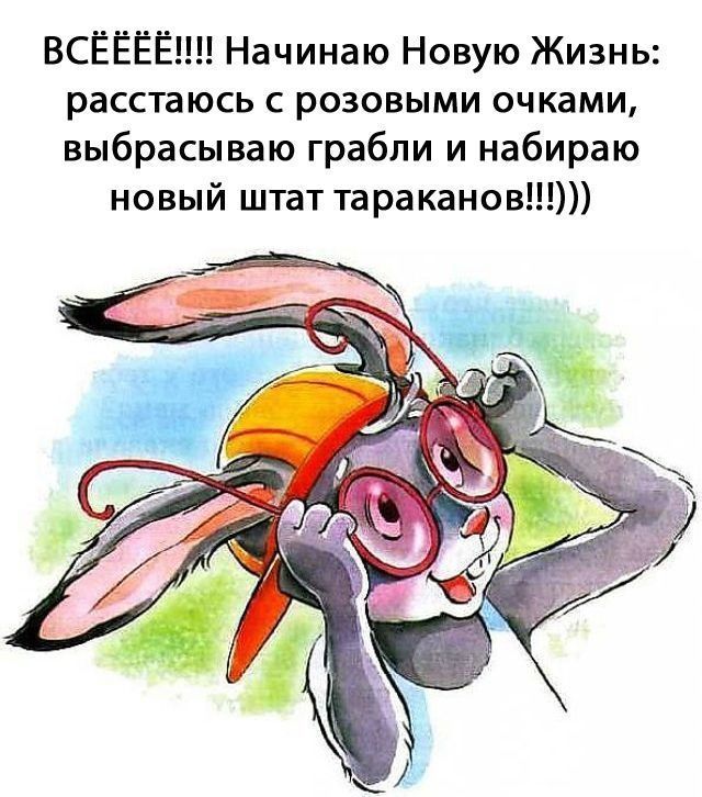 ВСЁЁЁЁ Начинаю Новую Жизнь расстаюсь с розовыми очками выбрасываю грабли и набираю новый штат тараканов
