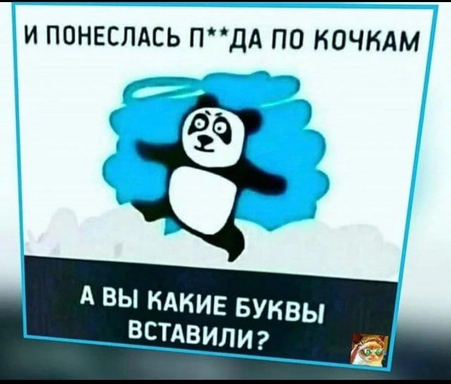 И ПОНЕСЛАСЬ ПДА ПО КОЧНАМ А ВЫ КАКИЕ БУКВЫ ВСТАВИЛИ