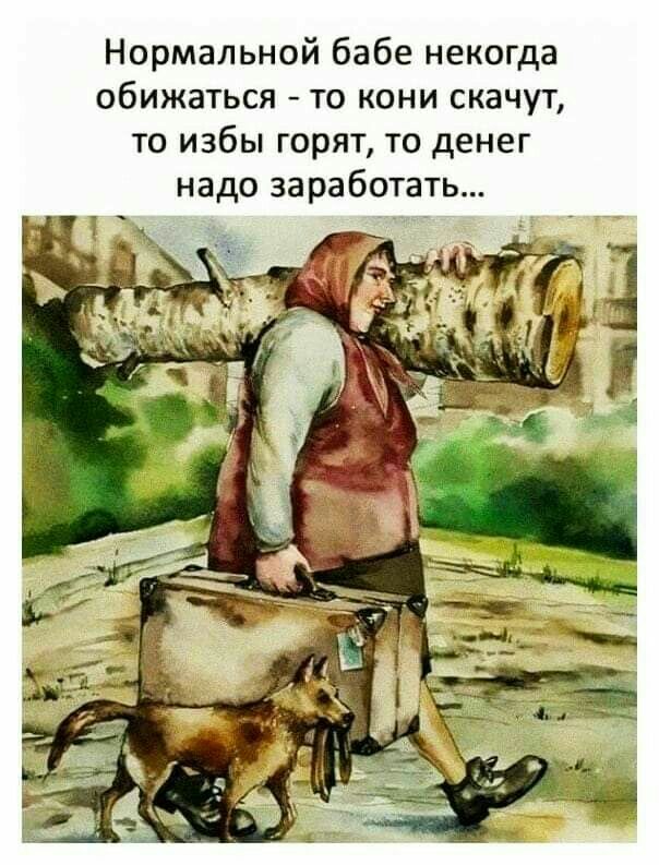 Нормальной бабе некогда обижаться то кони скачут то избы горят то денег надо заработать