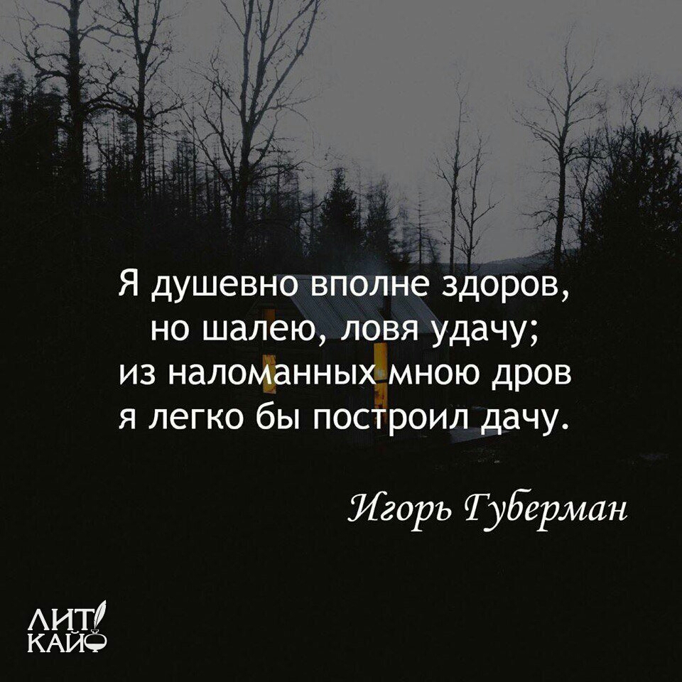 Ё Я душевно вполне здоров но шалею ловя удачу из налоанныхмною дров я легко бы пос роил дачу Игорь Туберман Аит КАЙФ