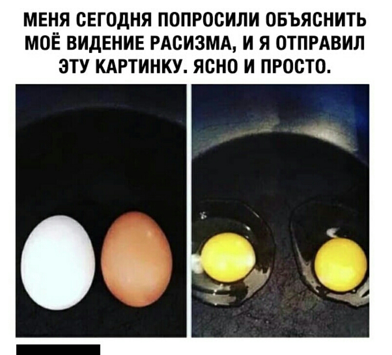 МЕНЯ СЕГОДНЯ ПОПРОСИЛИ ОБЪЯСНИТЬ МОЁ ВИДЕНИЕ РАСИЗМА И Я ОТПРАВИЛ ЭТУ КАРТИНКУ ЯСНО И ПРОСТО