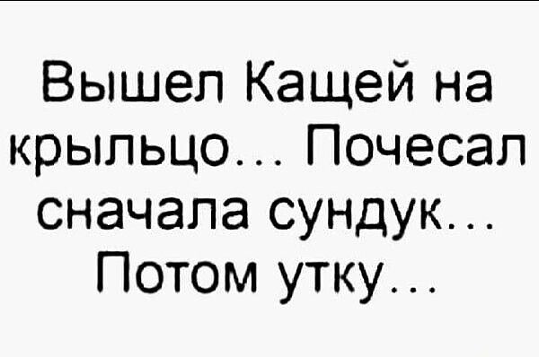 Вышел Кащей на крыльцо Почесал сначала сундук Потом утку