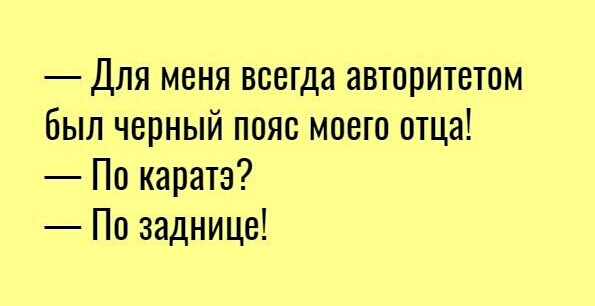 Для меня всегда авторитетом был черный пояс моего отца По каратэ По заднице