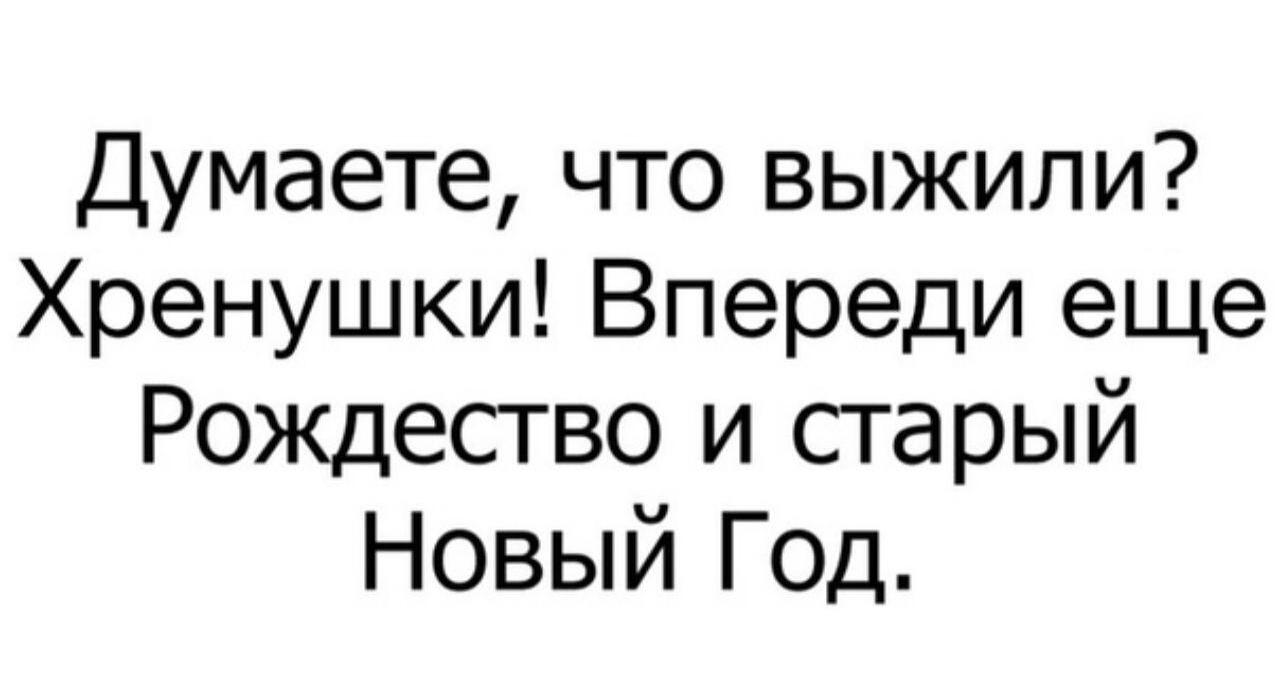 Думаете что выжили Хренушки Впереди еще Рождество и старый Новый Год