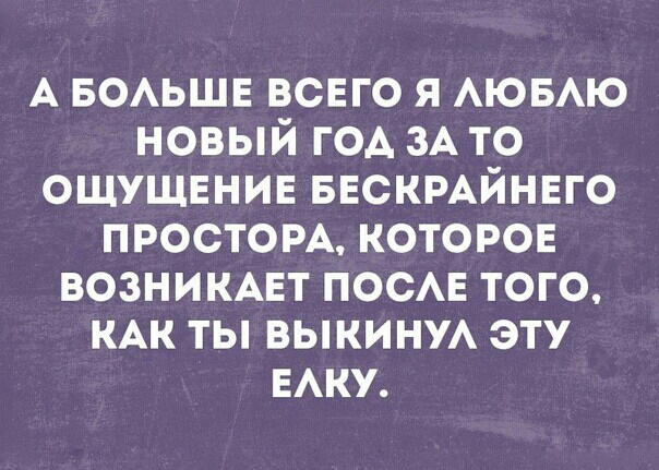 А БОАЬШЕ ВСЕГО я АЮБАЮ новый год ЗА то ощущение ввскмйнвго простом котороя возникмэт ПОСАЕ того КАК ты выкинм эту БАКУ