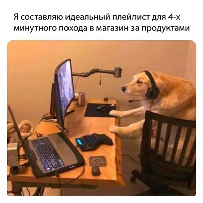 я составляю идеальный плейлист для 4 х минутного похода в магазин за продуктами