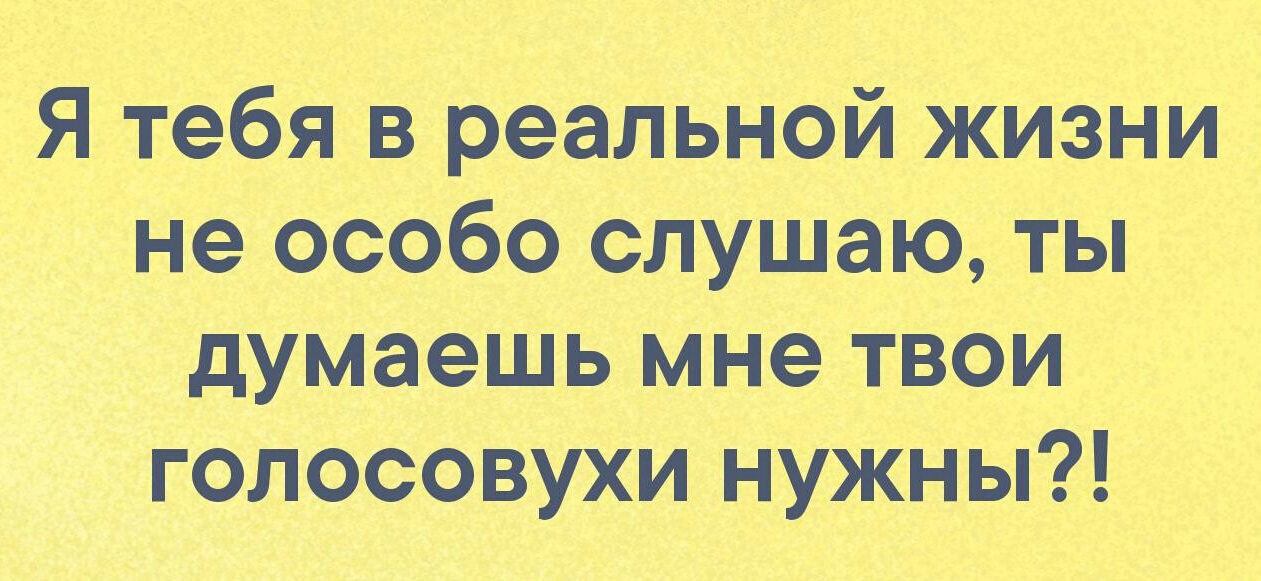 Я тебя В реал ьн ой жизни не особо слушаю ты думаешь мые тваи голосовухи нужны