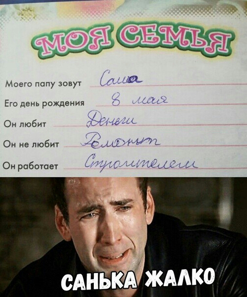 Моего папу зовут Е день рождения он любит Он не любит Он работет