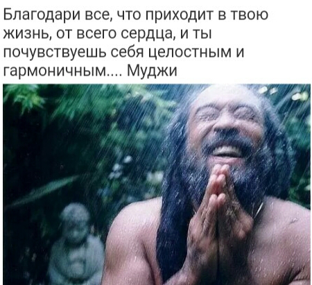 Бпагодари всечто приходит в твою жизнь от всего сердца и ты почувствуешь себя целостным и гармоничным Муджи