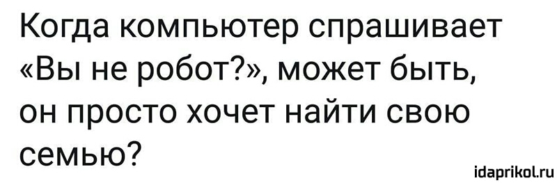 Когда компьютер спрашивает Вы не робот может быть он просто хочет найти свою семью ійаргіКпгц