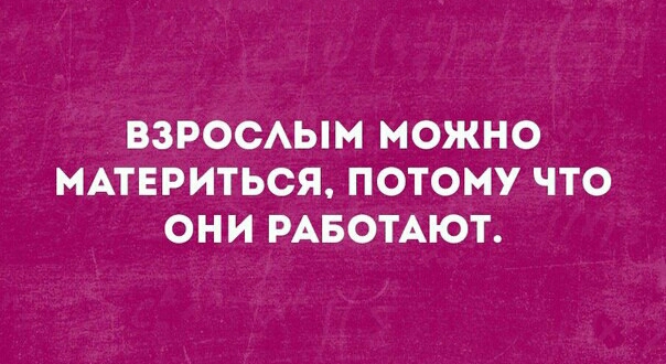 ВЗРОСАЫМ МОЖНО МАТЕРИТЬСЯ ПОТОМУ ЧТО ОНИ РАБОТАЮТ