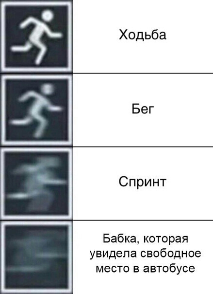 Бег Бабка которая увидела свободное место в автобусе