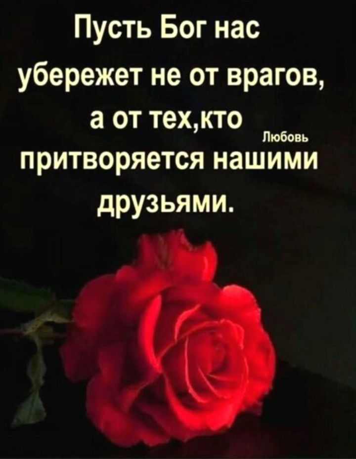 Пусть Бог нас убережет не от врагов а от техкто Любовь притворяется нашими друзьями