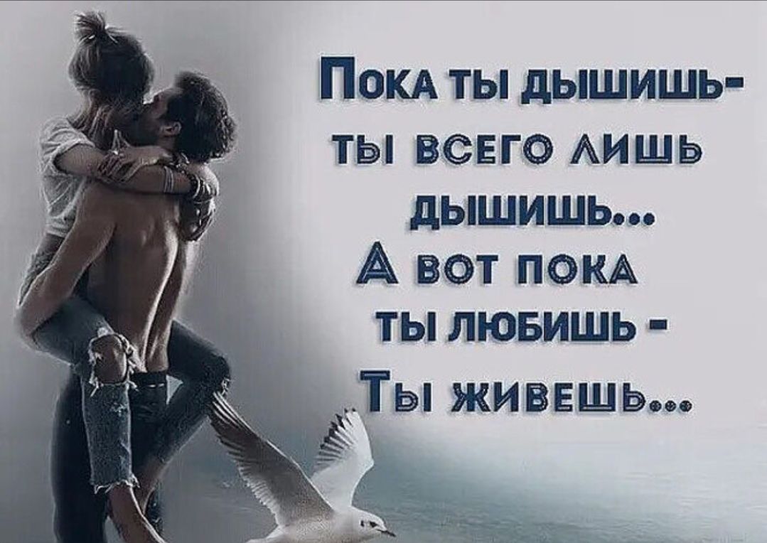 Пока ты дышишь- ты всего лишь дышишь...\nА вот пока ты любишь - Ты живешь...