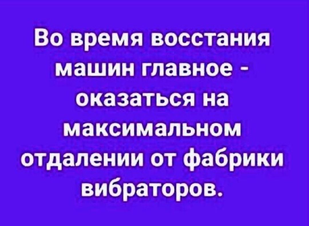 Во время восстания машин главное - оказаться на максимальном отдалении от фабрики вибраторов.