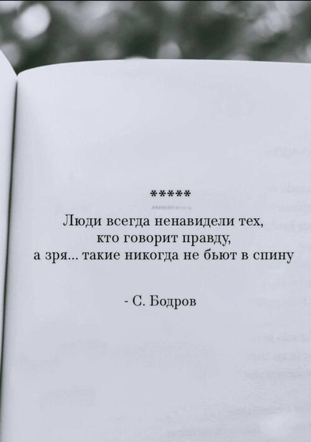***** 
Люди всегда ненавидели тех, кто говорит правду, а зря... такие никогда не бьют в спину 

- С. Бодров