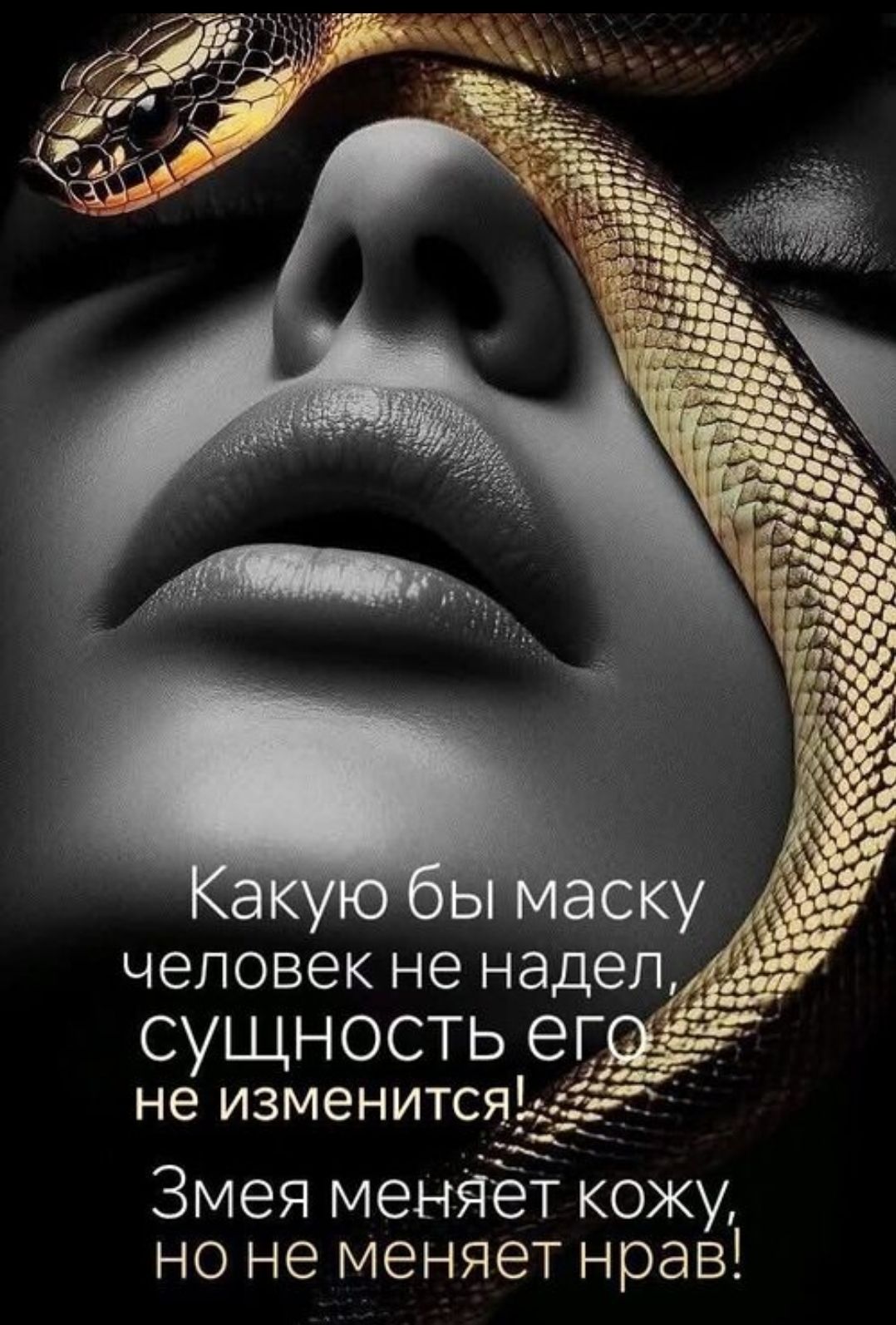 Какую бы маску человек не надел, сущность его не изменится! Змея меняет кожу, но не меняет нрав!