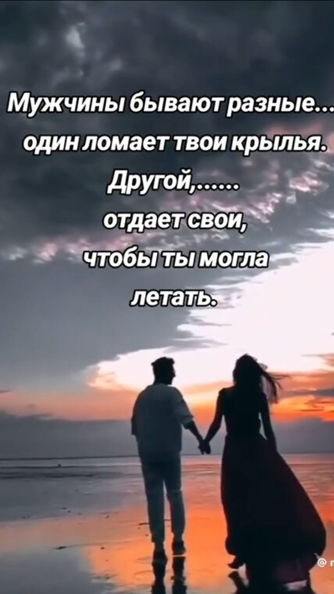 Мужчины бывают разные... один ломает твои крылья. Другой,...... отдает свои, чтобы ты могла летать.