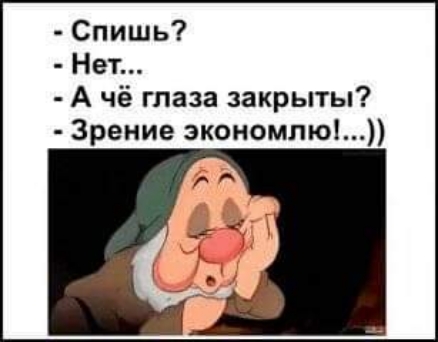 Спишь Нет А чё глаза закрыты Зрение зкономлю