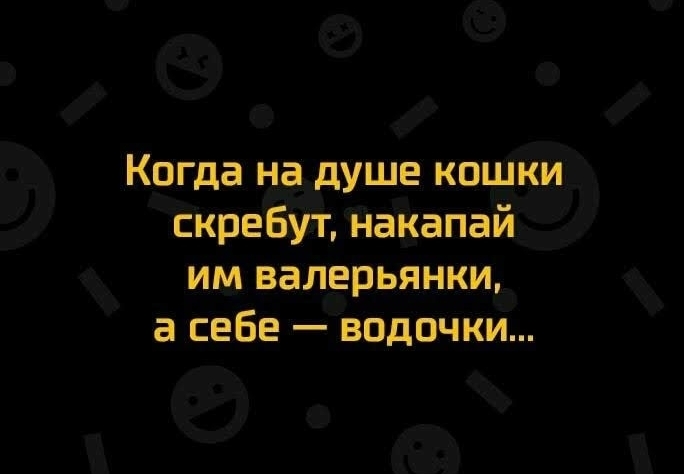Когда на душе кошки скребут накапай им валерьянки а себе водочки