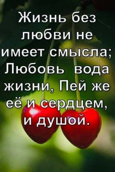 Жизнь без любви не имеет смысла Любовь вода жизни Пей же её удсечрдцещ дуьЁти А