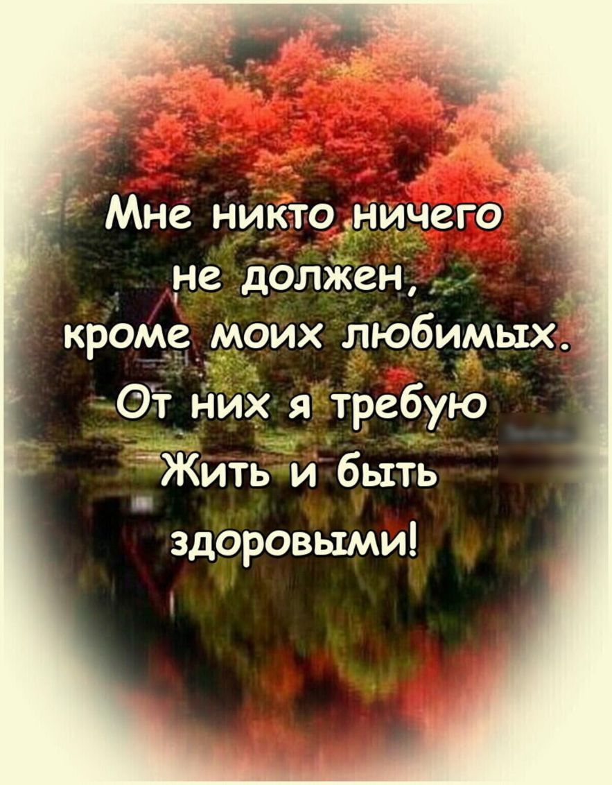 дМне никто ничего не долЖен кроме моих любиМых От них я требую Жить и быть здоровыми