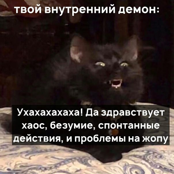 д ТВОИ внутреннии демон А и Ухахахахаха Да здравствует хаос безумие спонтанные действия и проблемы на жопу