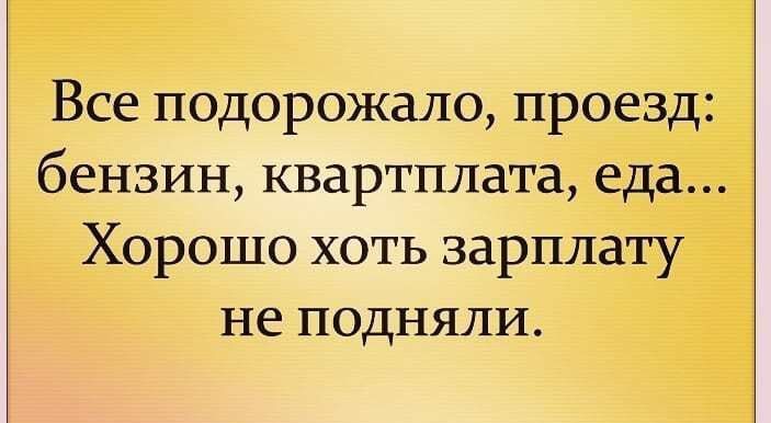 Все подорожало проезд бензин квартплата еда Хорошо хоть зарплату не подняли
