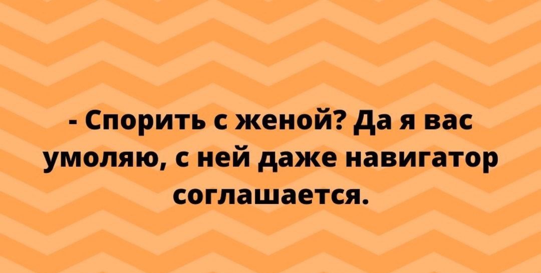 Спорить с женой да я вас умоляю с ней даже навигатор соглашается