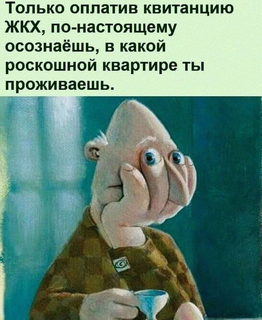 Только оплатив квитанцию ЖКХ по настоящему осознаёшь в какой роскошной квартире ты проживаешь