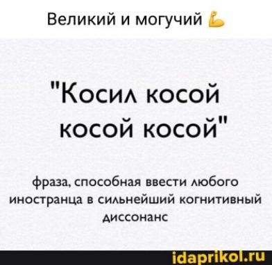 Великий и могучий Ь Коси косой косой косой фраза способная внести мобого иностранца в сидьнейший когнитивный Аиссонанс