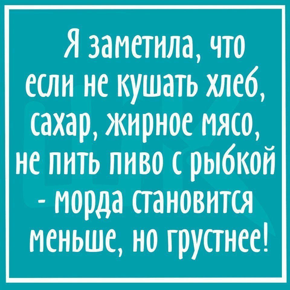 Я заметила что если не кушать хлеб сахар жирное мясо не пить пиво с рыбкой морда становится меньше но грусгнее