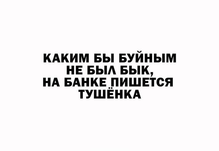 КАКИМ БЫ БУИНЫМ НЕ БЫА БЫК НА БАНКЕ __ПИШЕТСЯ ТУШЁНКА