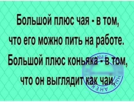 Большой плюс чая в том что его можно пить на работе Большой плюс кон ЧТО ОН ВЫГПЯДИ