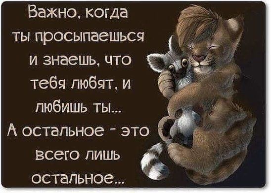 Важно когда ты просыпаешься и знаешь что тебя любят и любишь ты А остальное это всего лишь остальное
