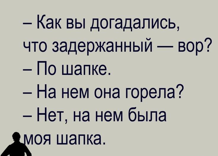 Как вы догадались что задержанный вор По шапке На нем она горела Нет на нем была доя шапка