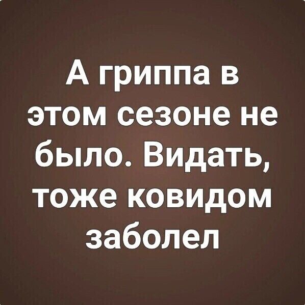 А гриппа в этом сезоне не было Видать тоже ковидом заболел