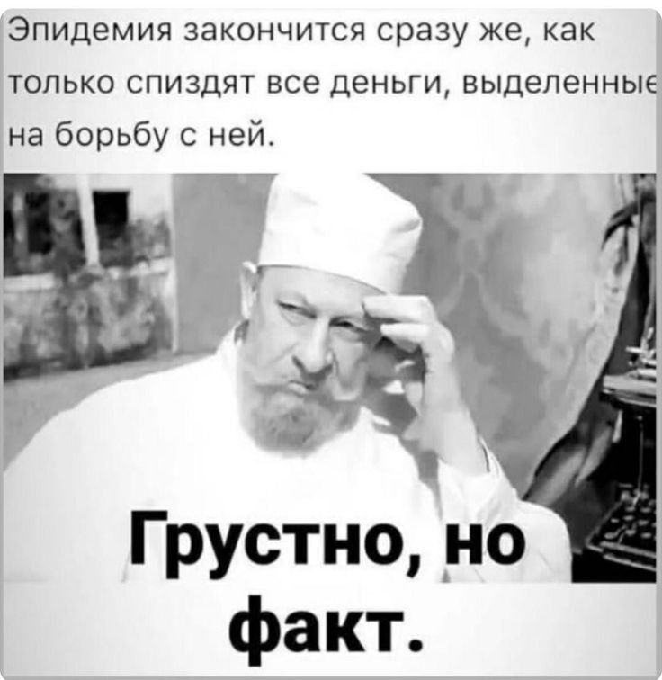 Эпидемия закончится сразу же как только спиздят все деньги выделенные на борьбу с ней Грустно но факт
