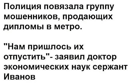Полицияповязалагруппу мошенников продающих дипломы в метро Нам пришлось их отпустить заявил доктор экономических наук сержант Иванов